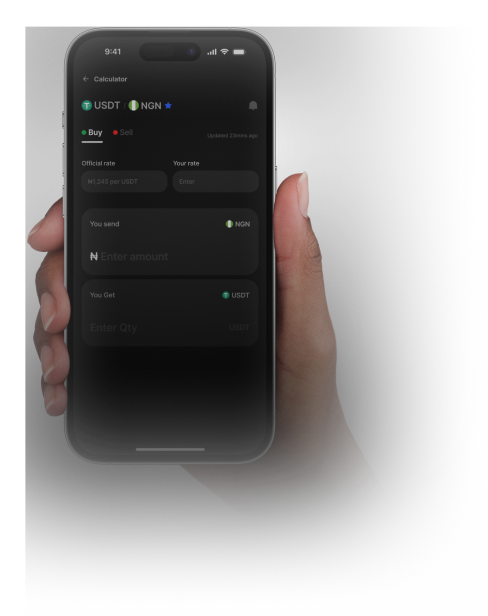 Hand holding Finsolvia app on phone